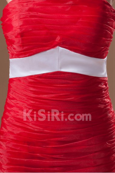 Organza Strapless Sheath Dress with Directionally Ruched Bodice