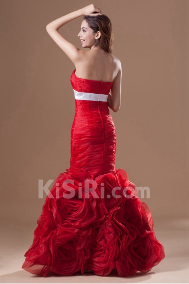 Organza Strapless Sheath Dress with Directionally Ruched Bodice