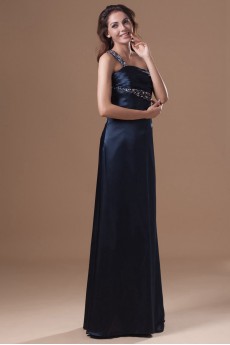 Satin One Shoulder Column Dress with Embroidery
