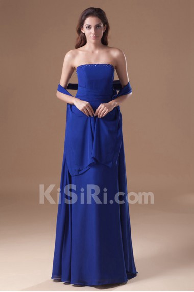 Chiffon Strapless Column Dress with Sequins