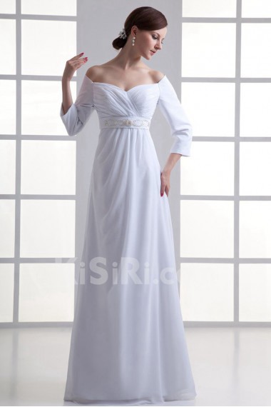Chiffon Sweetheart Empire Gown with Three-quarter Sleeves