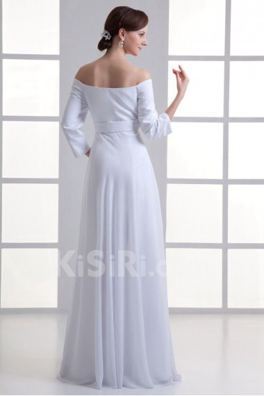 Chiffon Sweetheart Empire Gown with Three-quarter Sleeves
