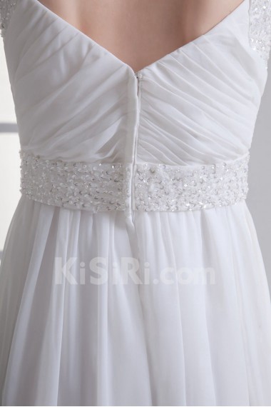 Chiffon Straps Empire Gown with Sash