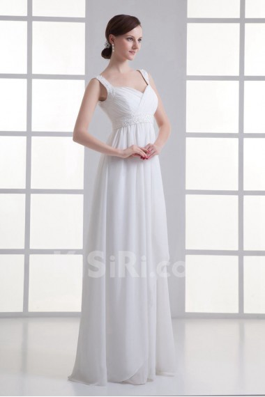 Chiffon Straps Empire Gown with Sash