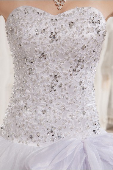 Organza and Charmeuse Sweetheart A-Line Dress with Embroidery