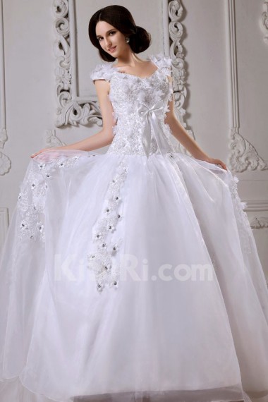 Satin Straps Neckline A-Line Dress with Embroidery