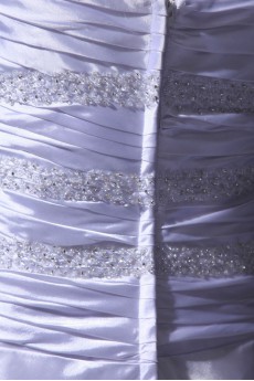 Satin Strapless A-Line Dress with Beaded Ruffle