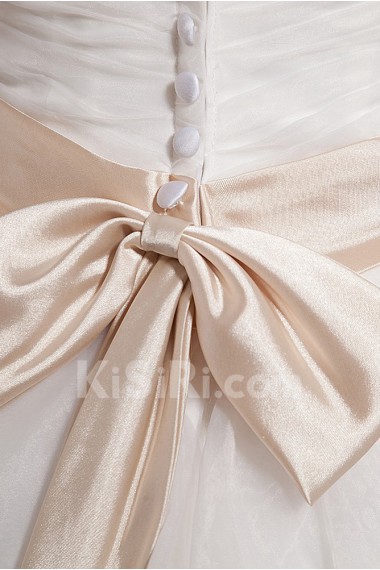 Taffeta and Organza Sweetheart A-Line Dress with Pleat Beaded