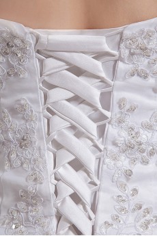 Satin and Organza Strapless A-Line Dress with Embroidery Beaded