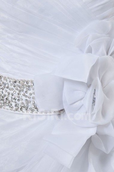 Satin Scoop Neckline A-Line Dress with Handmade Flower