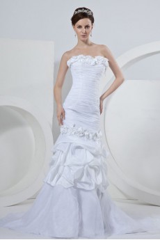 Taffeta Strapless Mermaid Dress with Embroidery