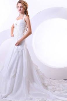Taffeta Sweetheart A-Line Dress with Hand-made Flower and Embroidery