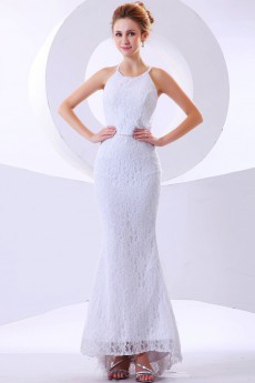 Lace Halter Neckline Ankle-Length Mermaid Dress with 