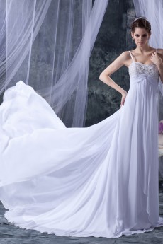 Chiffon and Satin Spaghetti Straps A-Line Dress
