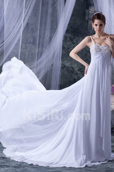 Chiffon and Satin Spaghetti Straps A-Line Dress