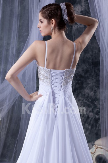Chiffon and Satin Spaghetti Straps A-Line Dress