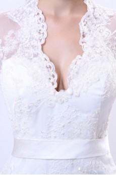 Lace V-Neckline Sheath Dress with Cap-Sleeves