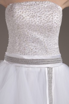 Yarn Strapless A-line Dress with Embroidery