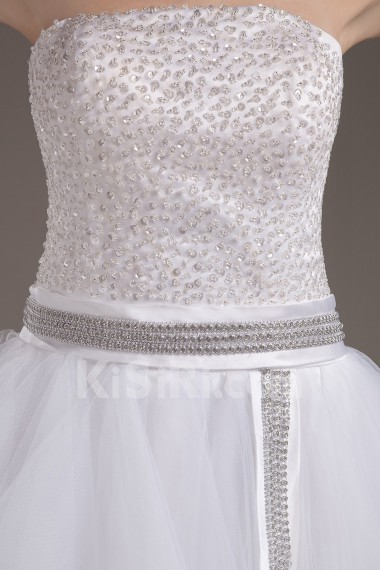Yarn Strapless A-line Dress with Embroidery