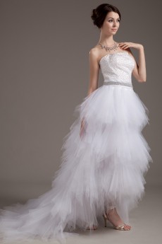 Yarn Strapless A-line Dress with Embroidery