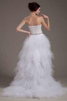 Yarn Strapless A-line Dress with Embroidery