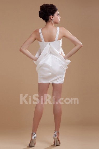 Taffeta Straps Neckline Short Dress with Embroidery