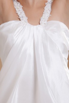 Taffeta Straps Neckline Short Dress with Embroidery