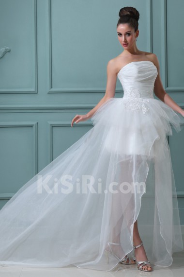 Taffeta Strapless Ball Gown with Embroidery
