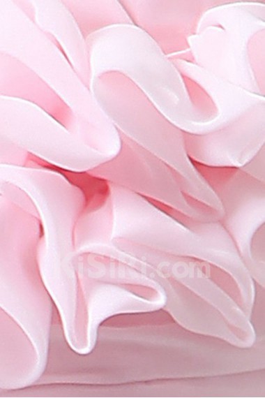 Chiffon One-Shoulder A-line Dress with Drape and Handmade Flower