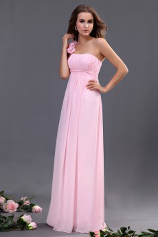 Chiffon One-Shoulder Floor Length A-line Dresss