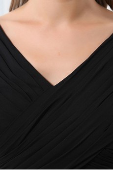 Chiffon V-Neckline Floor Length A-line Dress with Hand-made Flower