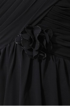 Chiffon V-Neckline Floor Length A-line Dress with Hand-made Flower