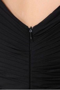 Chiffon V-Neckline Floor Length A-line Dress with Hand-made Flower