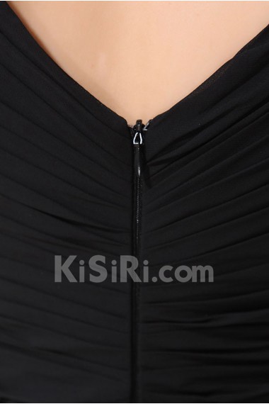Chiffon V-Neckline Floor Length A-line Dress with Hand-made Flower