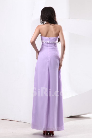 Chiffon Strapless Floor Length Empire Line Dress with Embroidery 