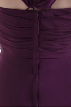 Chiffon Straps Neckline Floor Length Column Dress with Ruffle