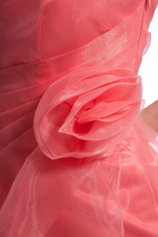 Chiffon One-Shoulder Ankle-Length Empire Dress with Hand-made Flower
