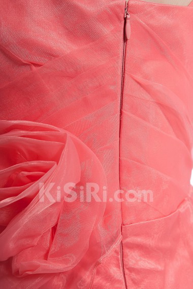 Chiffon One-Shoulder Ankle-Length Empire Dress with Hand-made Flower