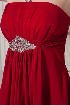 Chiffon Strapless Floor Length Empire Line Dress with Ruffle