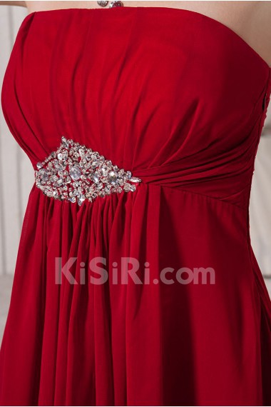 Chiffon Strapless Floor Length Empire Line Dress with Ruffle