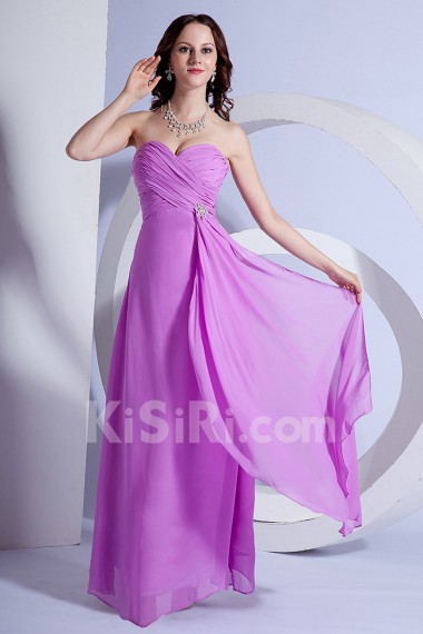 Chiffon Sweetheart Floor Length Column Dress with Ruffle