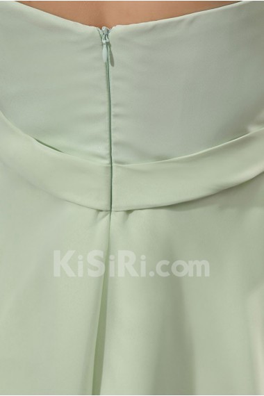 Chiffon and Satin Strapless Short A-Line Dress with Ruffle