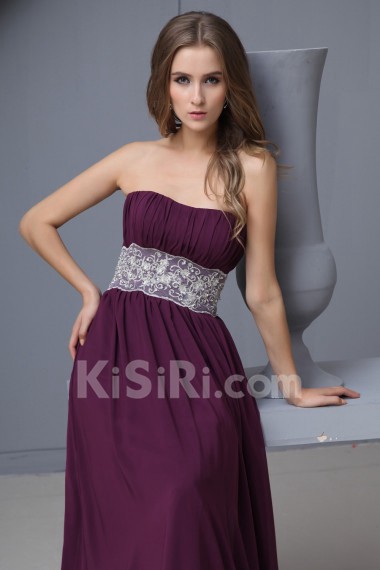 Chiffon Scoop Neckline Empire Dress with Lace