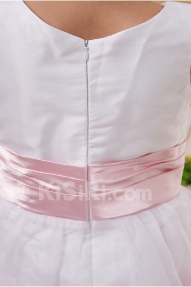 Taffeta and Organza Jewel Neckline Ankle-Length Ball Gown Dress