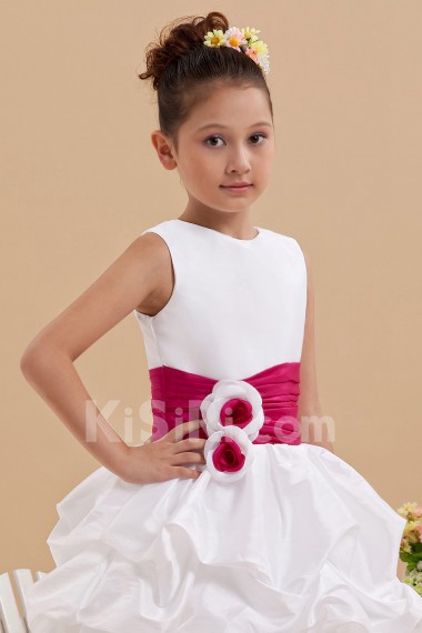 Satin Jewel Neckline Tea-Length A-line Dress