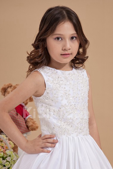 Satin Jewel Neckline Short Ball Gown Dress with Embroidery 