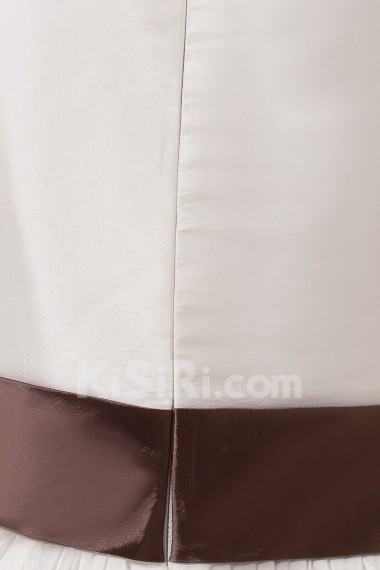 Taffeta Square Neckline Ankle-Length Ball Gown Dress with Bow