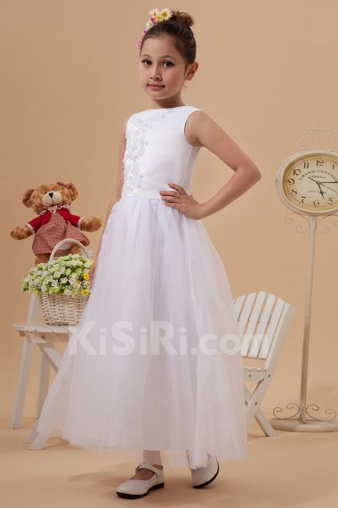 Yarn Jewel Neckline Ankle-Length A-Line Dress with Embroidery 