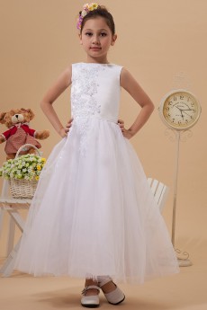Yarn Jewel Neckline Ankle-Length A-Line Dress with Embroidery 