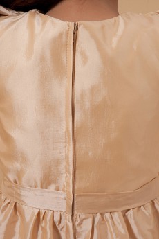 Taffeta Jewel Neckline Ankle-Length Column Dress with Ruffle